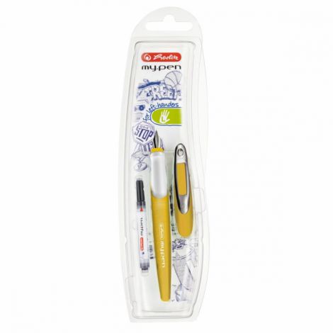 Pióro wieczne Herlitz My Pen dla leworęcznych, Żółto-białe
